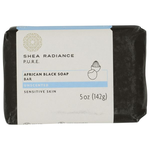 SHEA RADIANCE: African Black Soap Bar Unscented, 5 oz