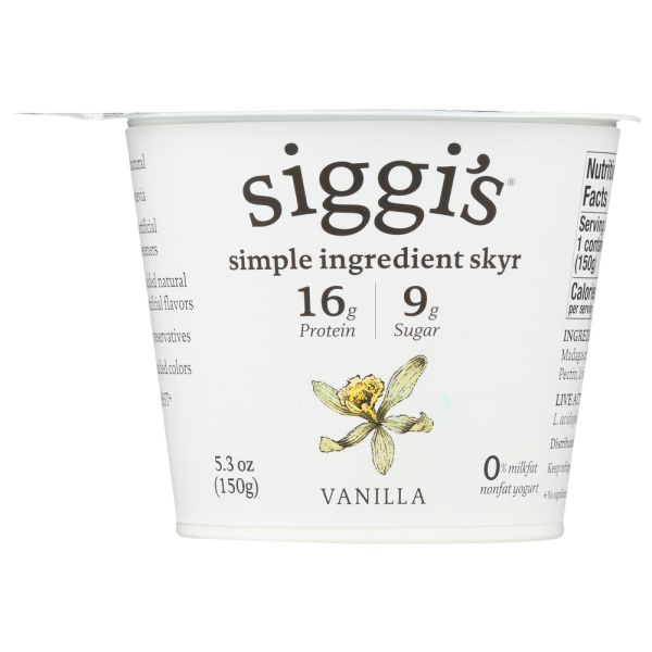 SIGGI'S: Icelandic Style Strained Non-Fat Yogurt Vanilla, 5.3 oz