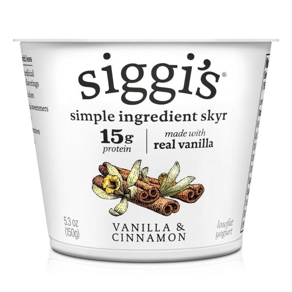 SIGGIS: Skyr Vanilla & Cinnamon Low Fat Yogurt, 5.3 oz