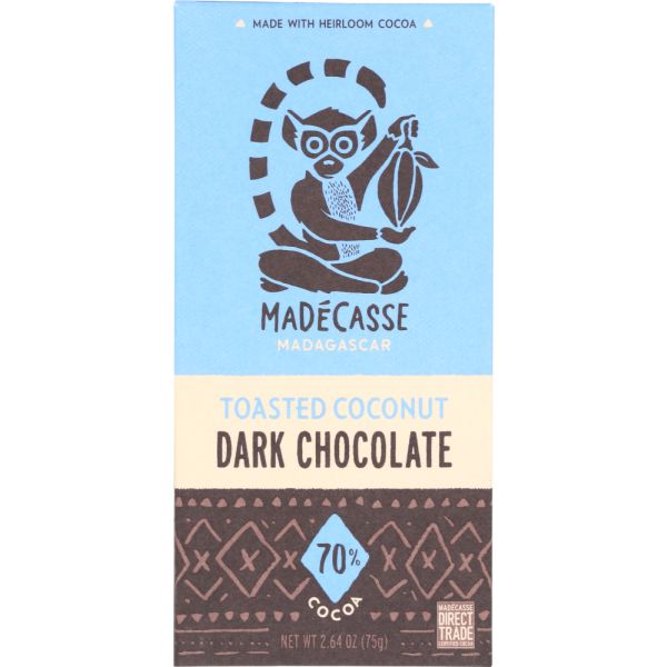 MADECASSE: Madagascar 70% Dark Chocolate Toasted Coconut, 2.64 oz