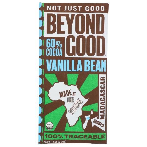 BEYOND GOOD: Vanilla Bean 60% Chocolate Bar, 2.64 oz