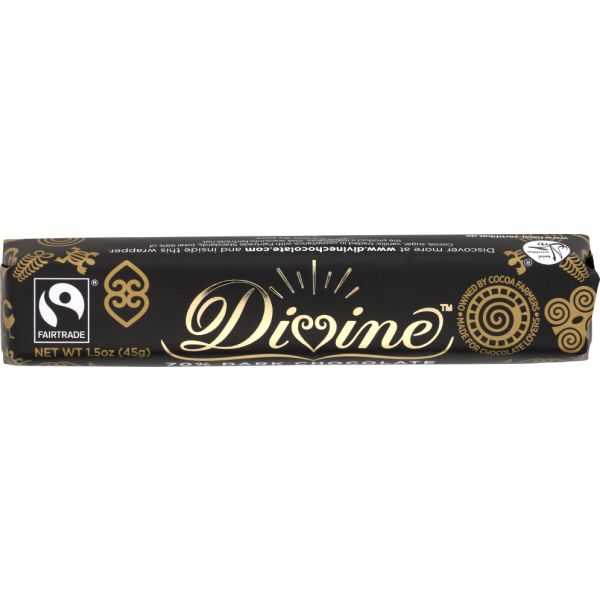 DIVINE CHOCOLATE: 70% Dark Chocolate Snack Bar, 1.5 oz