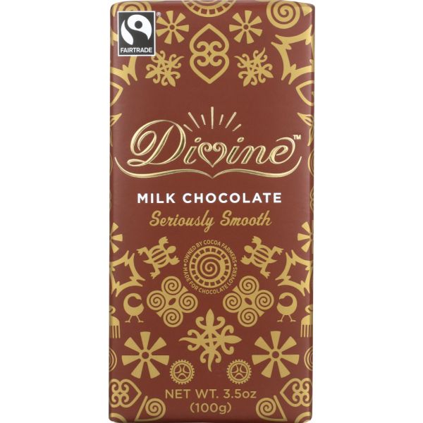 DIVINE CHOCOLATE: Milk Chocolate Bar, 3.5 oz