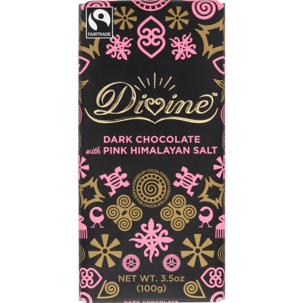 DIVINE CHOCOLATE: Chocolate Bar Dark Pink Himalayan Salt, 3.5 oz