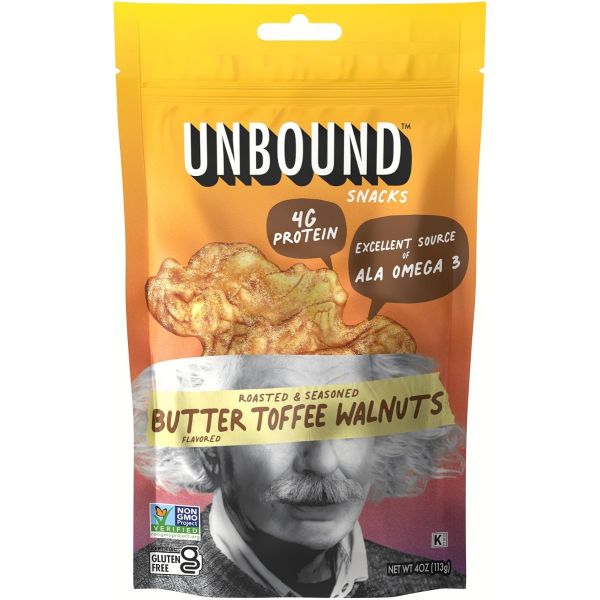 UNBOUND SNACKS: Butter Toffee Walnuts, 4 oz