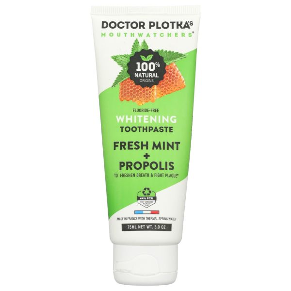 MOUTHWATCHERS: Whitening Fluoride Free Fresh Mint Plus Propolis Toothpaste, 3 oz