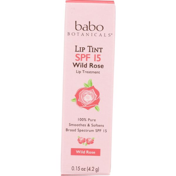 BABOBOTANI: Lip Tint Conditioner SPF 15 Wild Rose, 0.15 oz