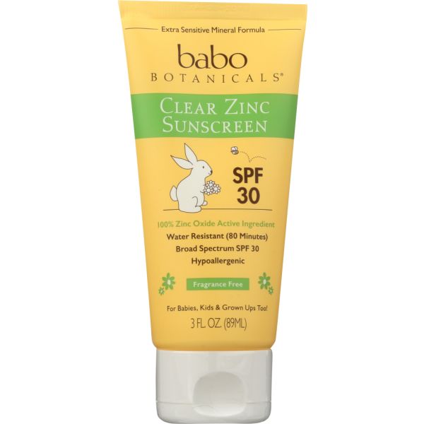 BABO BOTANICALS: Sunscreen SPF 30 Uscented, 3 oz