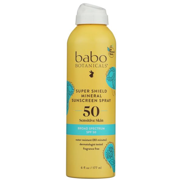 BABO BOTANICALS: Super Shield Mineral Sunscreen Spray SPF50, 6 oz