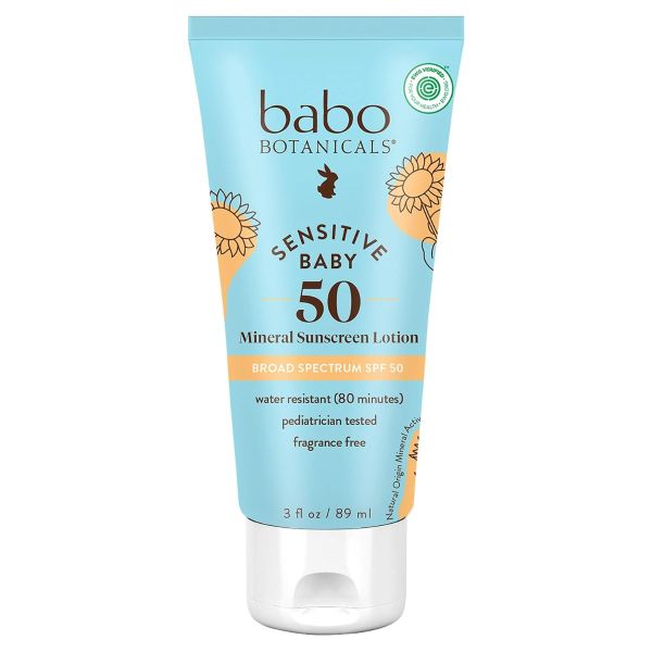 BABO BOTANICALS: Sensitive Baby Mineral Sunscreen Lotion SPF50, 3 fo