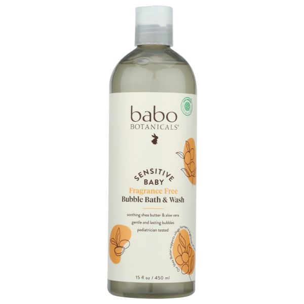 BABO BOTANICALS: Sensitive Baby Fragrance-Free Bubble Bath & Wash, 15 oz
