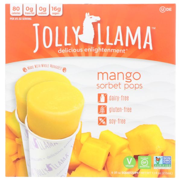 JOLLY LLAMA: Mango Sorbet Pop 4 Count, 12 fl oz