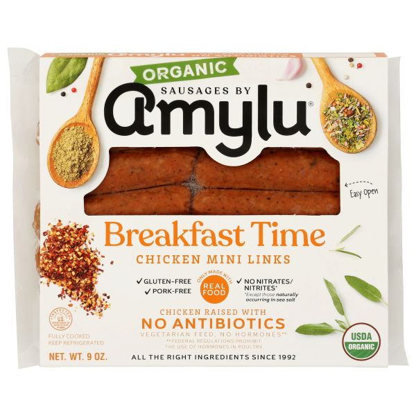 AMYLU FOODS: Breakfast Time Mini Links Chicken Sausage, 9 oz