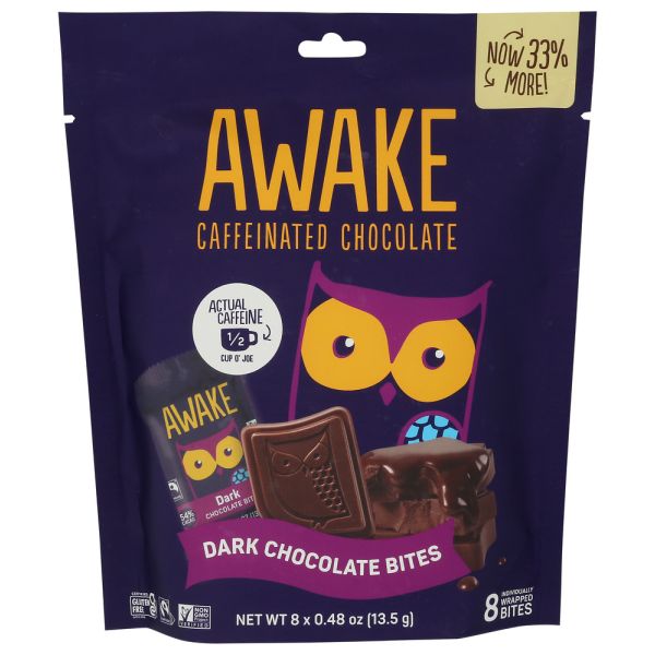AWAKE: Caffeinated Chocolate Dark Chocolate Bites 8ct, 3.84 oz