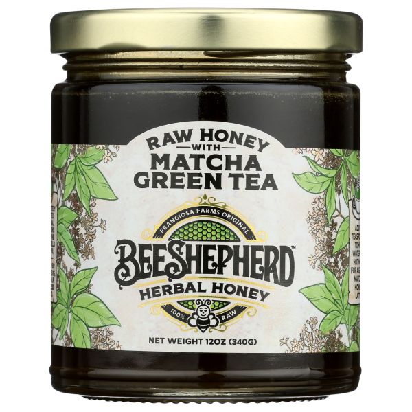 BEE SHEPHERD: Matcha Green Tea Raw Honey, 12 oz