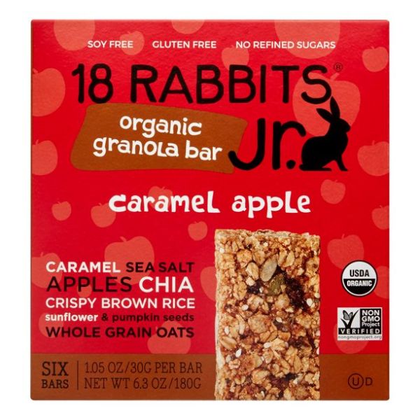 18 RABBITS: Caramel Apple Organic Granola Bar, 6 ea