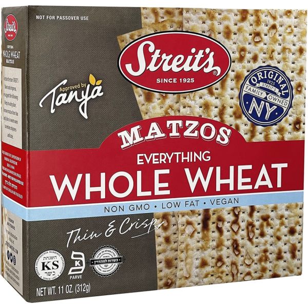 STREITS: Everything Whole Wheat Matzos, 11 oz