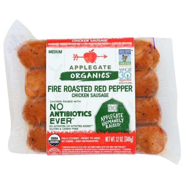 APPLEGATE: Organic Fire Roasted Red Pepper Chicken Sausage, 12 oz