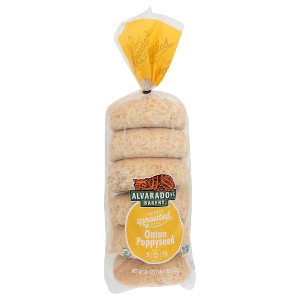 ALVARADO STREET BAKERY: Sprouted Wheat Onion Poppyseed Bagel, 20 oz