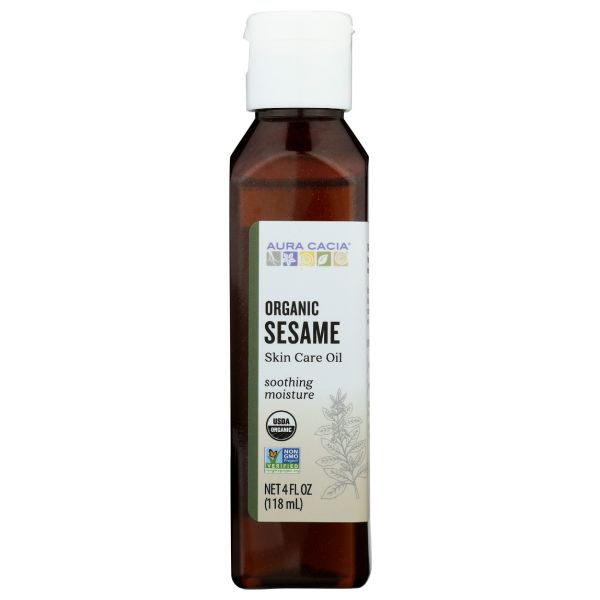AURA CACIA: Organic Skin Care Oil Protecting Sesame, 4 oz