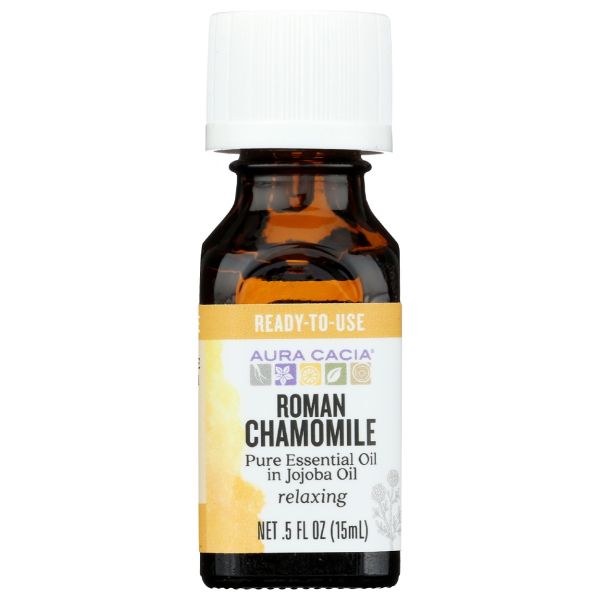 AURA CACIA: Precious Essential Oil Roman Chamomile in Jojoba Oil, 0.5 oz