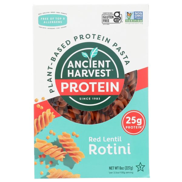 ANCIENT HARVEST: Plant Based Protein Pasta Red Lentil Rotini, 8 oz