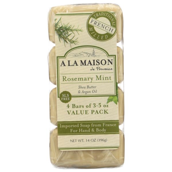 A LA MAISON DE PROVENCE: Rosemary Mint Bar Soap 4pk, 14 oz