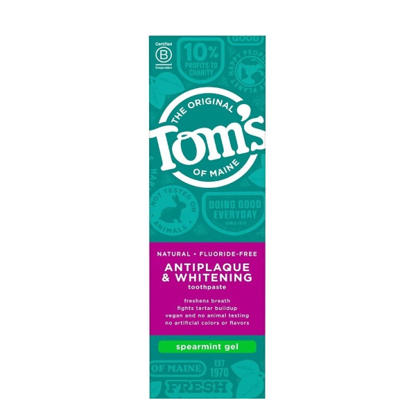 TOMS OF MAINE: Fluoride Free Antiplaque and Whitening Gel Spearmint, 4 oz