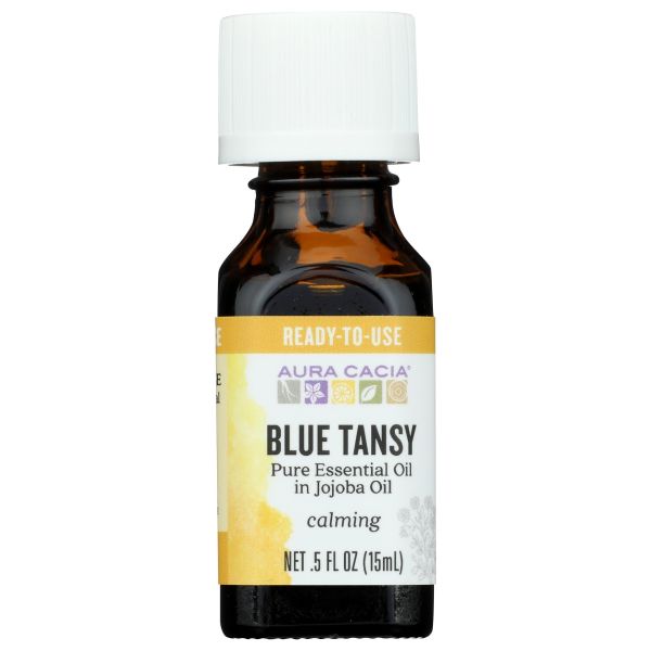AURA CACIA: Blue Tansy Essential Oil in Jojoba Oil, 0.5 oz