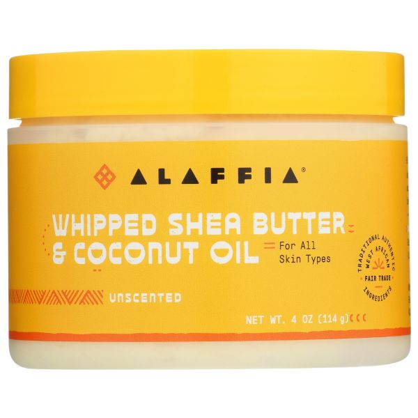 ALAFFIA: Whipped Shea Butter and Coconut Oil Unscented, 4 oz