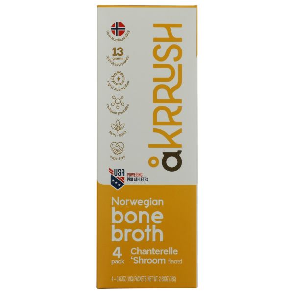 AKRRUSH: Chanterelle Mushroom Norwegian Bone Broth 4 Count, 2.52 oz