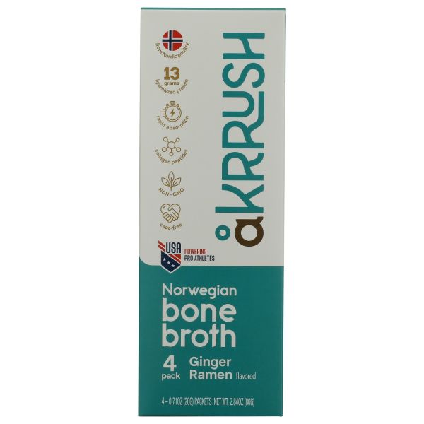 AKRRUSH: Ginger Ramen Norwegian Bone Broth 4 Count, 2.52 oz