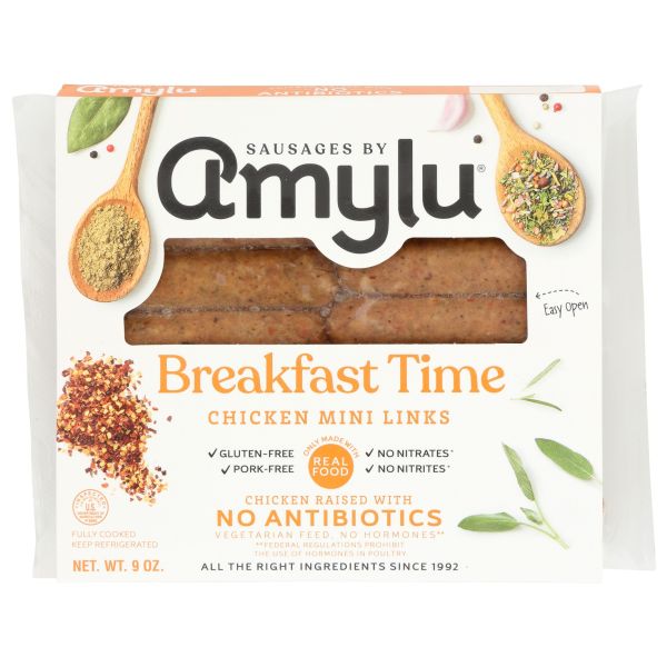 AMYLU FOODS: Breakfast Time Mini Chicken Sausage Links, 9 oz
