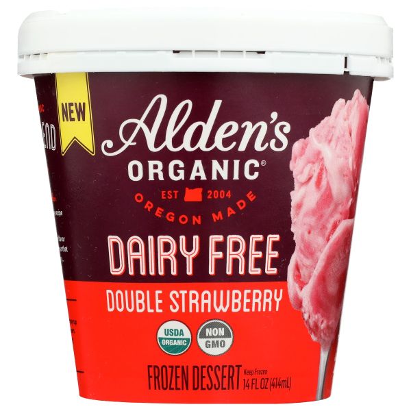 ALDENS ORGANIC: Dairy Free Double Strawberry, 14 oz