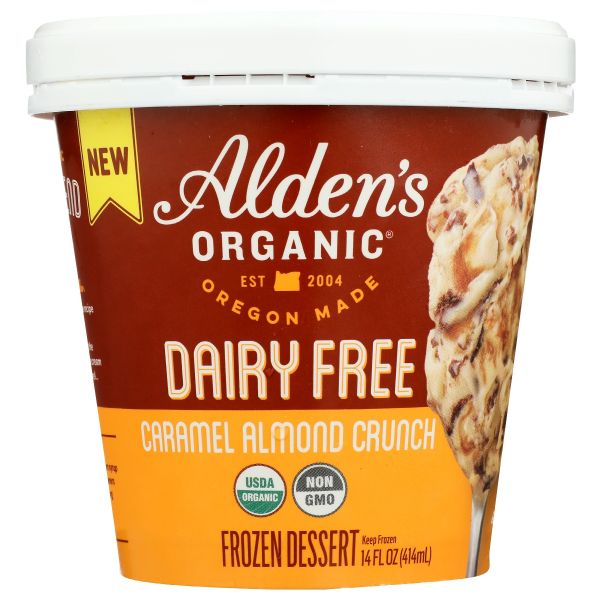 ALDENS ORGANIC: Dairy Free Caramel Almond Crunch, 14 oz