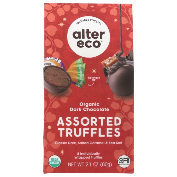 ALTER ECO: Holiday Assorted Chocolate Truffles Medley, 2.1 oz