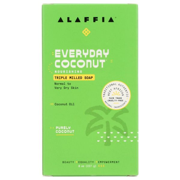 ALAFFIA: Everyday Coconut Bar Soap Purely Coconut, 8 oz