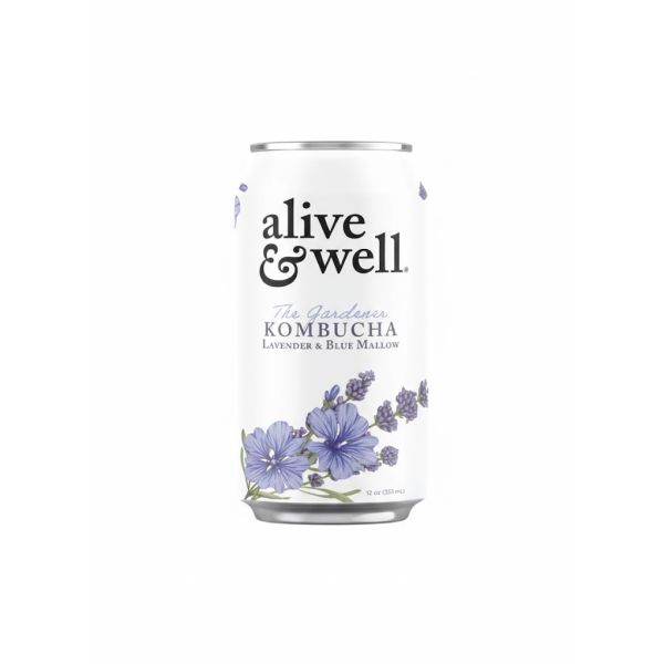 ALIVE AND WELL KOMBUCHA: Lavender and Blue Mallow Kombucha, 12 fo