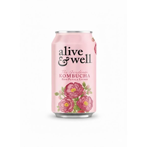 ALIVE AND WELL KOMBUCHA: Rose Petal and Lychee Kombucha, 12 fo