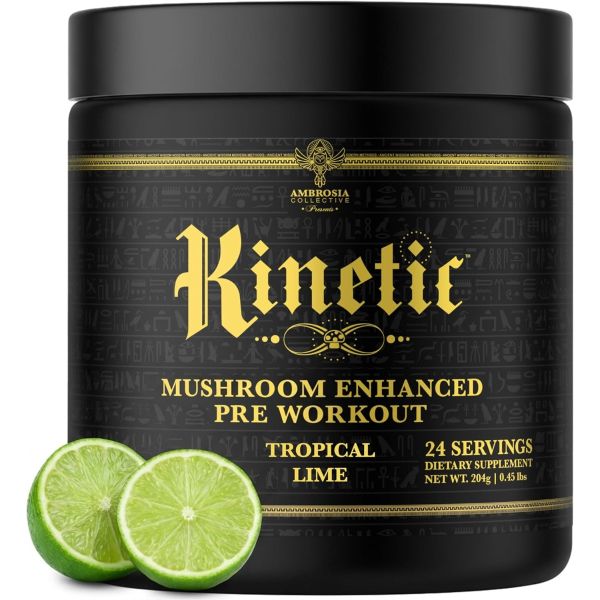AMBROSIA COLLECTIVE: Kinetic Mushroom Enhanced Pre Workout Tropical Lime, 213.6 gm