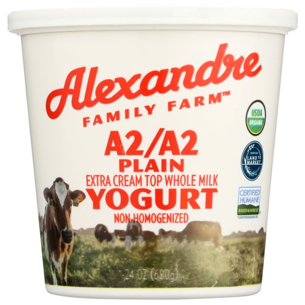 ALEXANDRE FAMILY FARM: A2 A2 Organic 6 Percent Whole Plain Yogurt, 24 oz