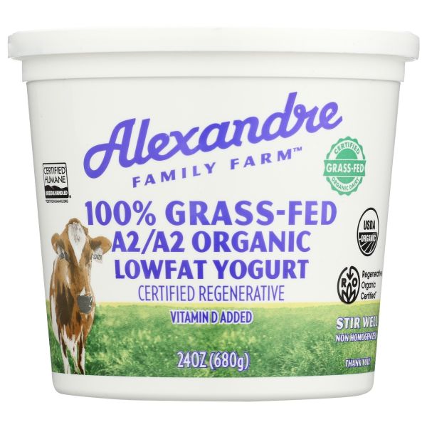 ALEXANDRE FAMILY FARM: A2 A2 Organic 100 Percent Grassfed Low Fat Yogurt, 24 oz