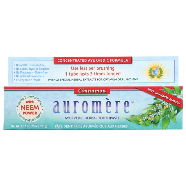 AUROMERE: Cinnamon Ayurvedic Toothpaste, 3.57 oz