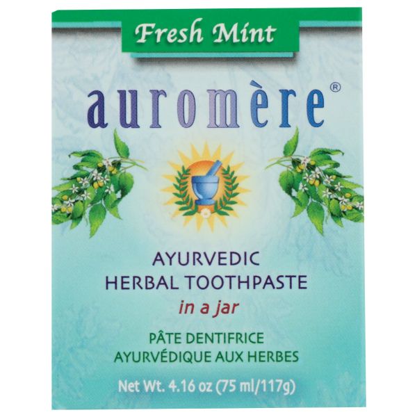 AUROMERE: Fresh Mint Ayurvedic Toothpaste in a Jar, 4.16 oz