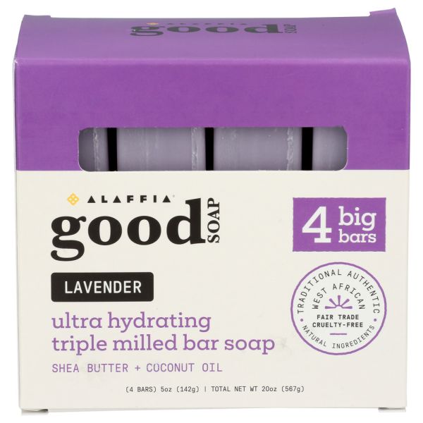 ALAFFIA: Good Soap Bar Lavender, 4 pk