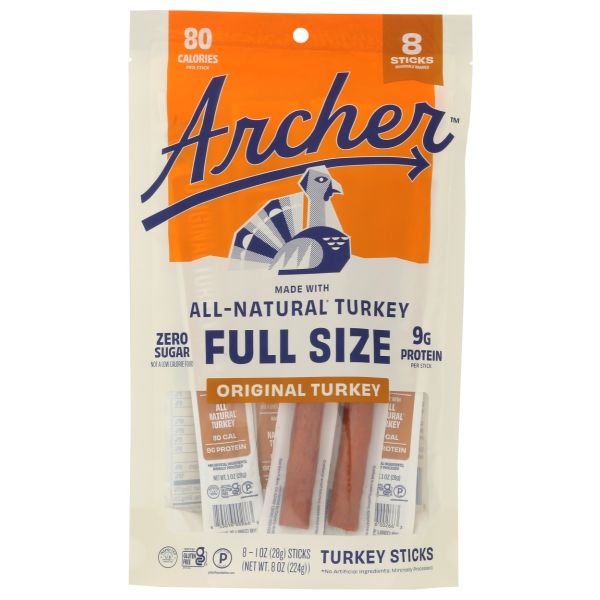 ARCHER: Original Turkey Sticks 8 Count, 8 oz