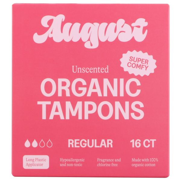 AUGUST: Organic Regular Tampons, 16 ea