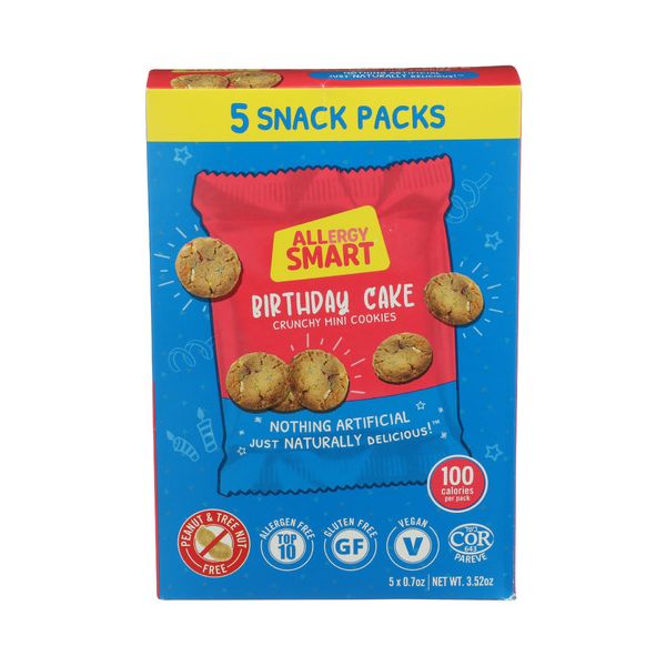 ALLERGY SMART: Mini Birthday Cake Cookies 5 Count, 3.52 oz