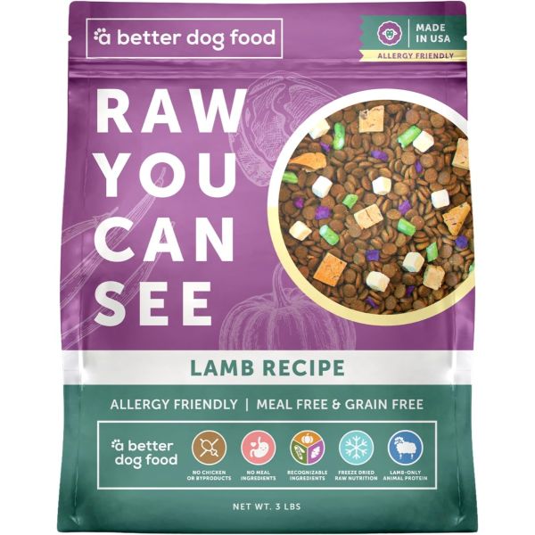 A BETTER TREAT: Raw You Can See Lamb Recipe Dog Food, 3 lb
