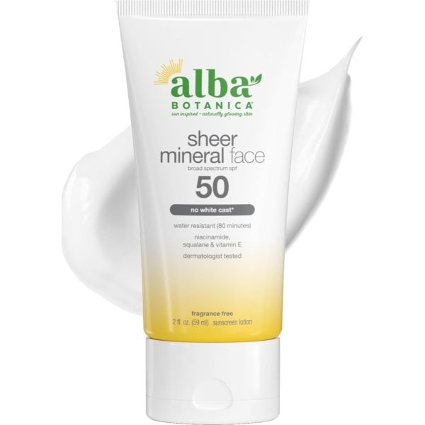 ALBA BOTANICA: Sheer Mineral Sunscreen Face Lotion SPF 50, 2 fo